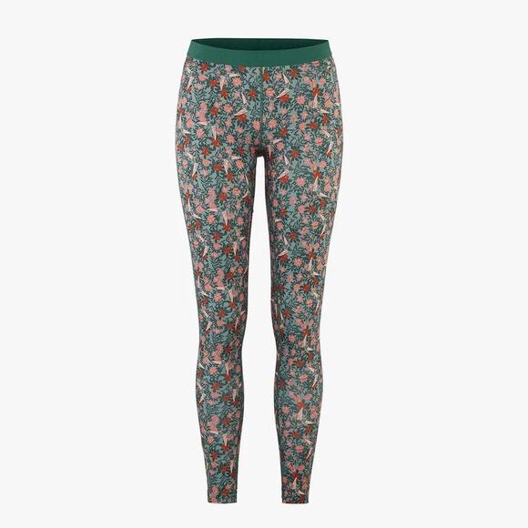 [Kari Traa] Murk Green Floral Fryd Base Layer Leggings Moisture Wicking Sz Large - Picture 1 of 12